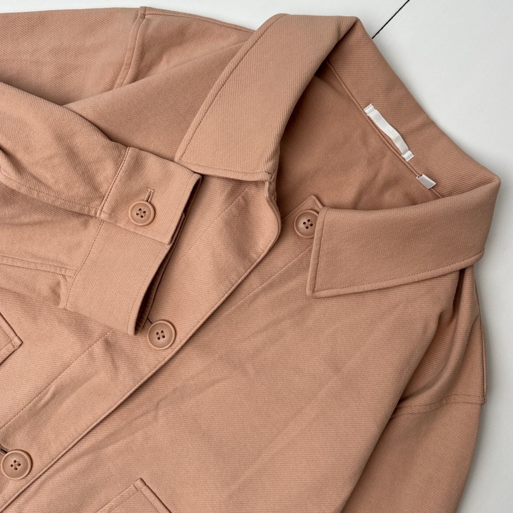 Uniqlo Jersey Relaxed Jacket Womens Medium Terracotta Pink Button Front 474174